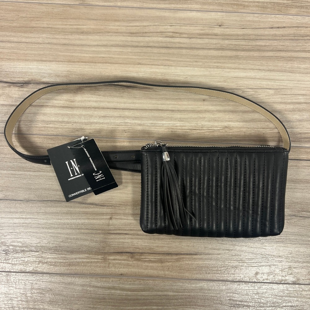 INC International Concepts Black Quilted Convertible Belt Bag XL BMG5012009